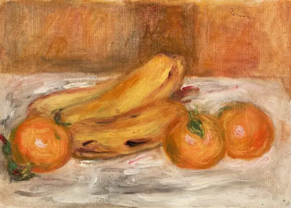 still life painting of vegetables on a table in brown and orange hues