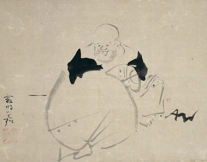 laughing old Chinese monk Japanese print