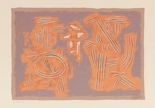 abstract drawing from 194 in orange and grey