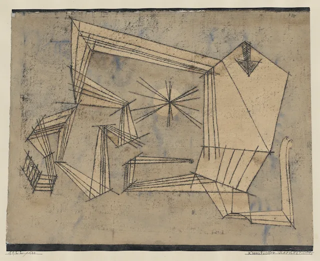 abstract painting in grey and brown with a star