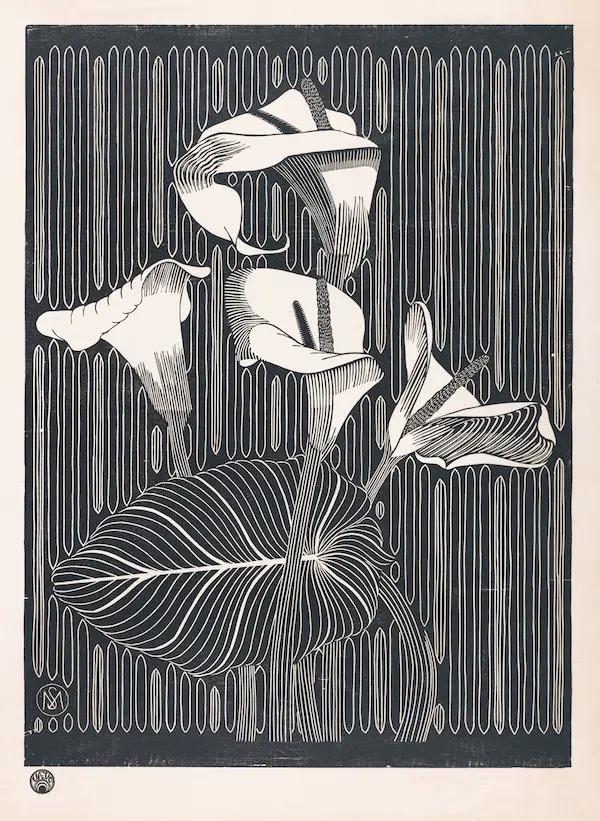 line drawing of flowers in black and white