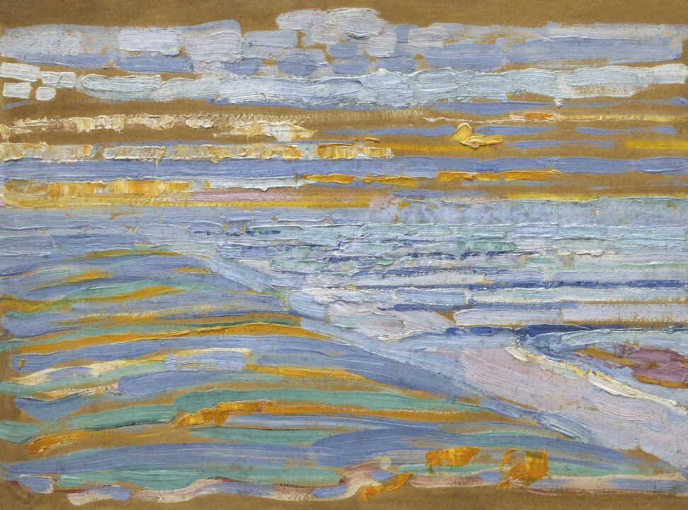 Piet Mondrian's View from the Dunes with Beach and Piers, Domburg (1909).