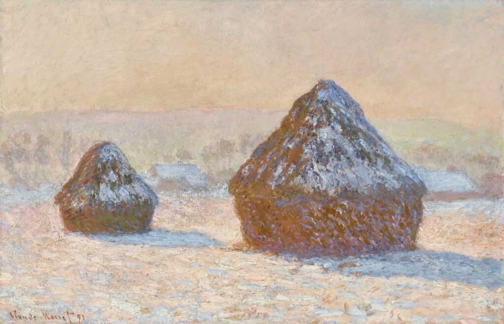 Wheatstacks, Snow Effect, Morning (1891) by Claude Monet