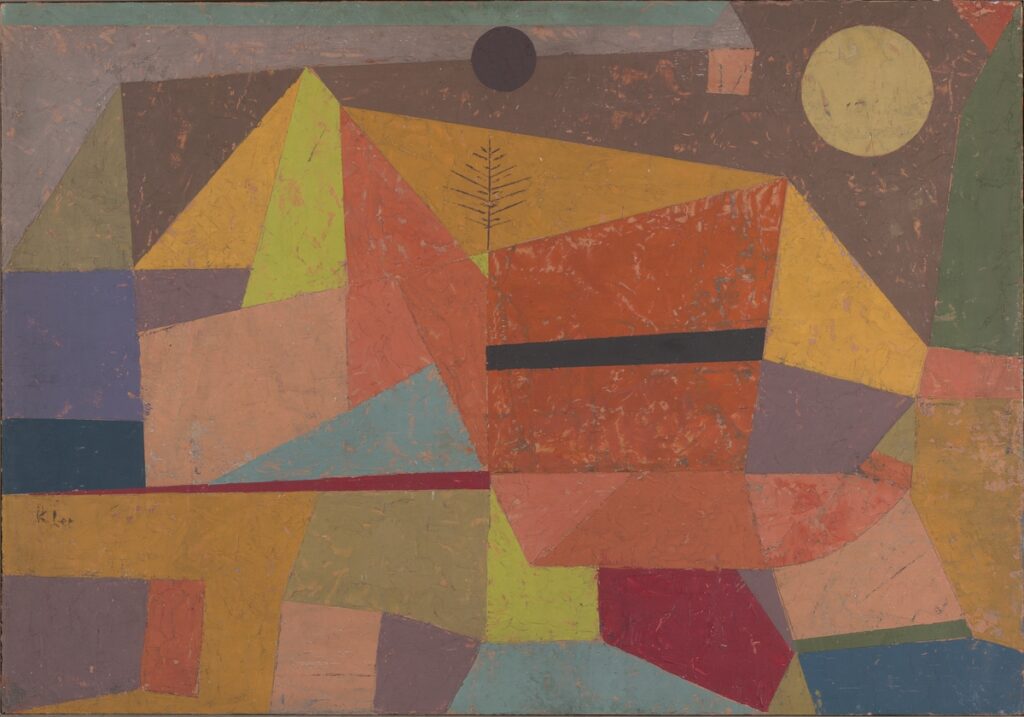Heitere Gebirgslandschaft (Joyful Mountain Landscape) (1929) by Paul Klee. 